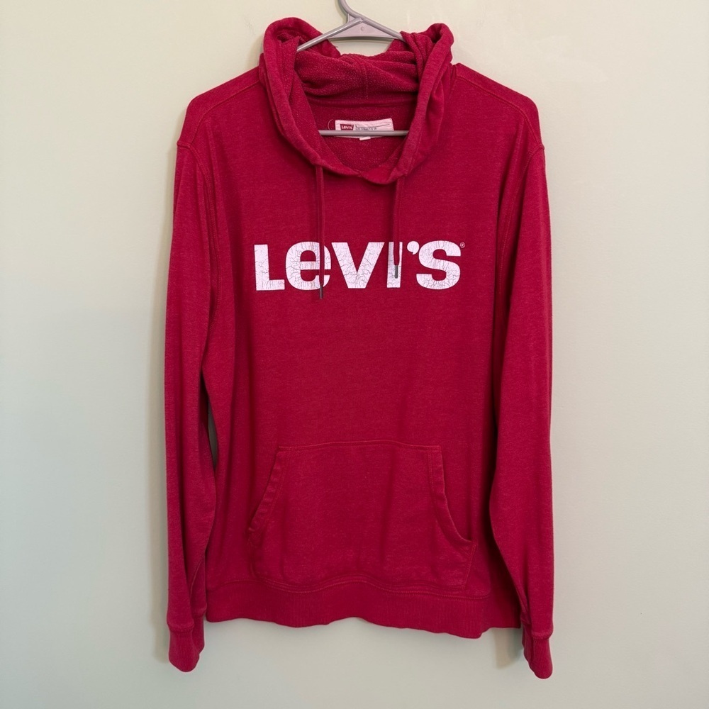 Levi's Red Hoodie unisex lightweight‎ terry cloth size L